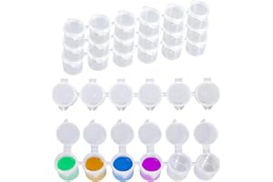 SAVITA 5 Tiras / 30 Botes Recipientes de Pintura con Tapas, 15ml Vasos de Pintura Contenedores de Almacenamiento de Plástico Transparente para Festivales de Arte y Clases de Pintura