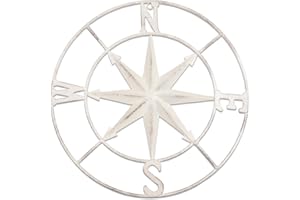 YiYa Distressed Metal Compass Mural Decoration Nautical Decoration Bedroom Living Room Garden Office Wall Hanging Beach Theme Home Decoration