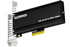 GLOTRENDS PA18 M.2 NVMe to PCIe 5.0 X4 Adapter for M.2 NVMe SSD, Extra Large Aluminum Heatsink, Regular and Low-Profile Bracket (Black)