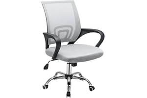 PANANA Chaise de Bureau Pivotante en Tissu à Mailles Hauteur Réglable, 46 x 48 x (88-98) cm (Gris)