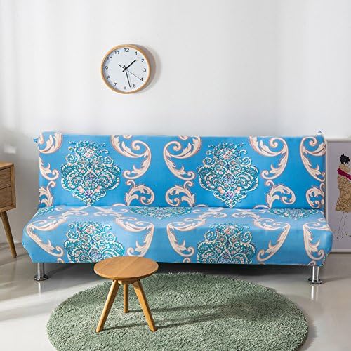 Sofa Cover Stretch Elastic Fabric Chair Loveseat Sofa Couch Slipcovers All-inclusive integral armless pull-out sofa cover slipcover Pet Dog Couch Protector Floral Print Slipcover size 160cm-195cm (Blue)