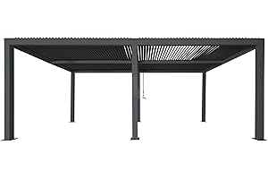 MENDLER Pergola HWC-L46, Gartenpavillon Lamellen-Pavillon, 10cm-Aluminium-Gestell, Regenrinne sturmfest, 3x6m - anthrazit