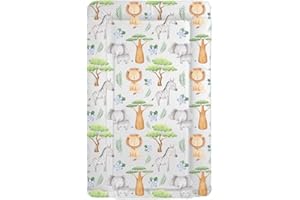 KAM Labelz Baby Nursery Waterproof Soft Padded Changing Mat| Raised Soft Edges, Easy Wipe Clean| Unisex|Nappy Change Pad Cute Lovely Animal Design for Girl Boy (Jungle Safari)