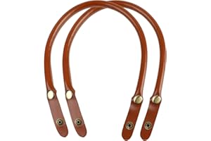 LdawyDE Manici Per Borsa Di Ricambio In Pelle, 2 pezzi Manici Per Borse In Pelle, Realizzato in spessa pelle PU, con design a bottone a pressione mobile, durevole, per fai da te, borsa (40cm, Marrone)