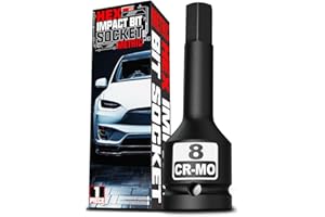 KIRXST 1/2" Impact Hex Bit Socket, H8 (8mm) Allen Key Socket, Premium CR-MO Steel, for Torque Wrench, Ratchet Wrench, Impact Power Drills