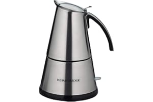 ‎ROMMELSBACHER Rommelsbacher Espresso Kocher EKO 366/E, elektrisch, hochwertige Edelstahlkanne, Filtereinsatz für 3 oder 6 Tassen, verdecktes Heizelement, 360° Zentralsockel, automatische Abschaltung, 365 W