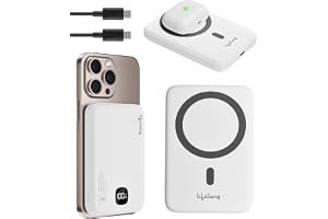 Lifelong Electronics MagSafe Wireless & Wired 10000mAH Power Bank | Fast Charging Powerbank for iPhone, Android & All Qi Devices | Digital Display & Strong Magnet Hold | Magnetic Ring & Cable Included