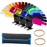 STCRERAG Filtro de gel flash, 20 geles de colores con 2 bandas de goma y bolsa, para cámara de luz de video LED (15 x 6 cm)