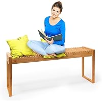 Relaxdays Sitzbank Bambus HxBxT: ca. 47 x 120 x 33 cm stabile und geräumige Gartenbank auch als Dielenbank mit Platz für…