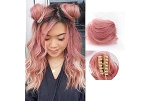 SJZDYLXY 2PCS Space Bun Claw Clip in Buns Donut Chignon Cat Ears DIY Hair Buns Updo Hairpieces Hair Extensions Wig Accessory for Women Girls (Pink)