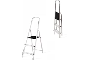 MYPRO ® Aluminium Folding Step Ladder, 3 Steps Ladder, Small Step Ladders, Multi-Purpose Stepladder, 3-8 step, Indoor/Outdoor, steps, Foldable Platform Ladder for Kitchen, Home & Trade Use (3-Step)