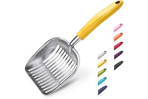 WePet Łopatka do żwirku dla kotów, przesiewacz ze stopu aluminium, szufelka metalowa, głęboka łopatka, długi uchwyt, przesiewanie odchodów, podnośnik, trwały, wytrzymały, do kuwety