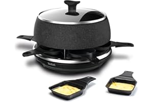Tefal Cheese N'Co 6 En 1 Appareil à Raclette Multifonction, Raclette, Fondue, Tartiflette, Crêpe, Plancha, Boîte à Fromage, Gratiné 6 Personnes, Fabriqué en France RE12C801