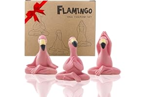 Goodeco Mini Yoga Flamingo Statues Garden Ornaments Outdoor – Pink Flamingo Figurine for Fairy Garden Desk Room Zen Décor Gifts For Women/Mum/Grandma/Girls Home Decorations Accessories 6.2CM Set 3
