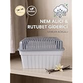 Gri Kapaklı Dikd&ouml;rtgen 1 Kilogram,Vanilya Kokulu - Nem Alıcı Aparat + Tablet