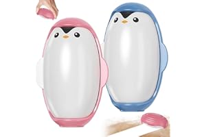 TELAOBAN Pinguin Form Mini Fusselrolle für Reisen, 2 Stück Tragbarer Klebriger Haarrollerball, Fusselrolle Wiederverwendbar, Pinguinform Fusselroller, Waschbarer Gel Fusselrolle, für Kleidung und Tierhaare