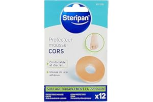 Steripan - Protecteurs Mousse Cors - Confortables et Discrets - Mousse de Latex Adhésive - Soulage Durablement la Pression - x12