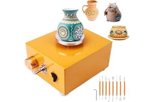 CABINA HOME Mini Töpferscheibe Maschine Elektrische Töpfermaschine Kinder DIY Keramik Formwerkzeug Elektrische Keramikmaschine mit 6,5 cm&10 cm Plattenspieler Mini Pottery Machine Electric