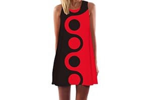 Ocean Plus Mujer Vintage Vestido Sin Mangas Cuello Redondo Vestido de Playa Vestido de Tirantes Camisetas Camisa Corta Vestido de Blusa