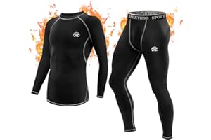 MeetHoo Zestaw męskiej bielizny termicznej, kompresyjna warstwa bazowa sportowa kalesony z podszewką polarową sprzęt zimowy do biegania na nartach