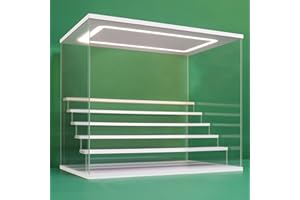 Nonemey Vetrina in Acrilico Trasparente con Luce a Led,2/3/4/5/6 Tier Teca Espositiva di Immagazzinaggio,Organizzatrice Antipolvere Vetrina Espositiva per Collezionismo(Bianco, 6Tier-49x30x40 cm)