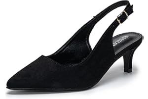 EDITCOZY Womens Court Shoes Slingback Kitten Heel Sandals Pointed Toe Heel Comfortable Dress Shoes Wedding Pumps