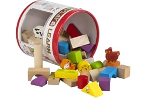 WOOMAX ColorBaby Cube, Blocs & Figurines de Bois Cubo 50 bloques y figuras de Madera