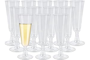 Souruud 50 Copas de Cava y Champán de Plástico, 160 ml – Vasos de Champagne Reutilizables y Apilables, Flautas de Plástico Resistentes para Bodas, Cumpleaños, Fiestas y Navidad