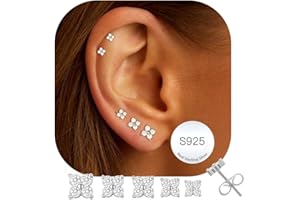 AVOTTO 5 Pairs Sterling Silver Studs Earrings for Women Set Hypoallergenic Gold Studs Earrings Small Silver Stud Earring for Multiple Piercings Jewellery Gifts