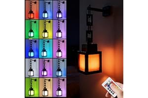 HOVCEH Pixelated Lantern Nachtlicht, LED Nachtlicht Dimmbar, WallNachtlicht USB Aufladbar mit 16 Farbe, Wandlampe Akku mit Fernbedienung, Nachttischlampe Kinder 3D, Wandleuchte Innen für Schlafzimmer