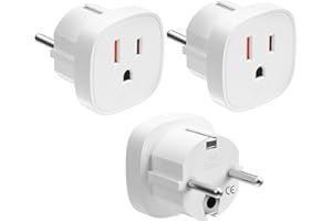 HONPZZ Adapter USA Deutschland Stecker,3 Stück US to EU Adapter,Adap TER USA auf EU,US Stecker Ada pter auf E U,Ada pter Amerikanisch Deutsch,U S Adapt er E U,U S to E U Plug Adap TER,Steckdosen Adapte r