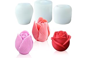 ‎JDH SILICONE Tulpenform - 3 Stück 3D-Tulpenform, Kerzenform, Tulpenform, Silikonform, handgemachte Seife, Formen für Kerzenherstellung, DIY-Kunsthandwerk, Fondant-Kuchendekoration