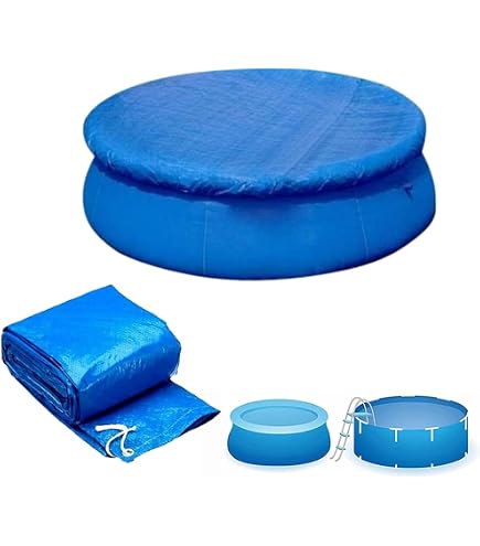 QOXEZY Runde Poolabdeckung – Wasserdichtes Oxford-Gewebe, Mit Kordelzug, Für Oberirdische Pools (122x30 Zoll)