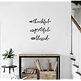 Device of MM Meraki Mart Black Thankful Grateful Blessed Sing Designed Art Of Wood Wall Round Hanging Decor Plaque Sculptures Black Bedroom,Bathroom,Office,Cafe,Home (Pack Of 3,10 Inches)