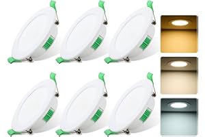 Fynokst Focos LED Interior Techo 230V, 7W Downlight LED Techo Empotrable Ø 68mm - 78mm, 3000K/4000K/6500K Ajustable, IP44 para Cocina, Baño, Salón, Juego de 6