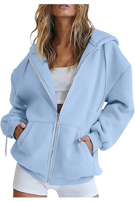 Damen Sweatjacke Mit Reißverschluss - Oversize Kapuzenpullover