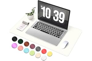 BLESWIN Tappetino da Scrivania Antiscivolo in Pelle e Camoscio, Tappetino da Scrivania Impermeabile per Scrivere, Tappetino da Scrivania di Grandi Dimensioni per L'ufficio e la Casa (Bianco, 60x34cm)