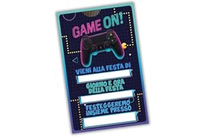 PRINTSERVIS Inviti di Compleanno – Set da 30 Pezzi | Carta Spessa 350gr | Per Feste Magiche da Ricordare (GameOn1)