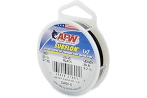 American Fishing Wire Surflon Nylon Coated 1x7 Stainless Steel Leader Wire - Fishing Leader Line for Saltwater, 10lb Test - 250lb Test in Bright, Black, Camo in 30ft, 100ft, 300ft and 1,000ft Lengths