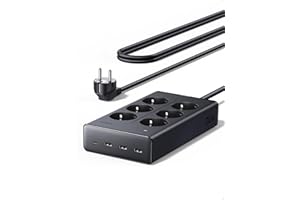 ‎UGREEN Listwa zasilająca UGREEN z gniazdem USB, gniazdko 10 w 1 z przełącznikiem, szybkie ładowanie 20 W, listwa zasilająca 3680 W z zabezpieczeniem przeciwprzepięciowym, 1,5 m, do biurek i biur