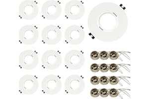GY Marco Foco Empotrable GU10 de Plástico, Ángulo Basculación 30°, Apertura Ø75 x 100 mm, Aro Soporte con Portalamparas GU10 para MR16 LED, Ojos de Buey LED Downlight para Falso Techo, 12 Pieza