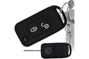 MT KEY Cubierta Protectora de Silicona para Llaves de Coche Negro Compatible con Mercedes Benz SLK Clase A R170 W168 2 Botones