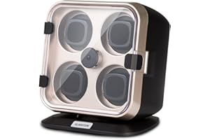 KLARSTEIN Remontoir Automatique de Montres, Boite a Montre Automatique UK Homme et Femme, Vitrine en Acrylique, LED Bleu, 4 TPD et 3 Modes de Rotation, Moteur de Remontoir à Ressort, Coffret de Luxe