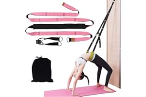 PRICE XES Waist Back Bend Assist Trainer, Door Flexibility & Yoga Stretching Leg Stretcher Strap w/Door Anchor, Ligament Back Posture Corrector Workout Pilates Ballet Dancing Gymnastics Cheerleading (pink)