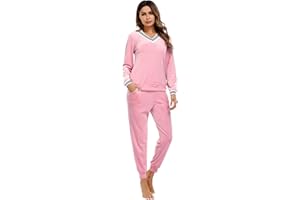 Totatuit Tuta Donna da Ginnastica in Velluto Tuta da Casa Set Tuta Sportiva Casual Pigiami Due Pezzi Pigiama Donna Pile Set Inverno da Yoga Jogging Training Sportwear con Coulisse
