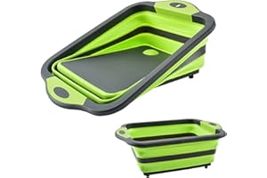 GAF NUNCEW Tabla de cortar plegable con colador, fregadero de camping multifunción plegable,Cesta de Drenaje Plegable con Orificio de Drenaje para Verduras Frutas,para Cocina Viajes al Aire Libre Camping