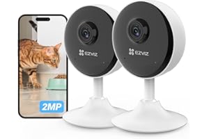 EZVIZ 1080P WLAN IP Kamera, Überwachungskamera Innen mit Zwei-Wege-Audio, Magnetfuß für einfache Installation, Bewegungserkennung, IR Nachtsicht zu 12m, Babyphone kompatibel mit Alexa, C1C 2 Set