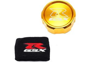 BUSEB Motorcycle Front Brake Fluid Cap Master Cylinder Reservoir Cover & 3D Embroidered Sock Cover For GSXR 750 600 1000 GSX-R (Color : Gold)