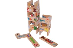 ZERODIS Juego de Bloques de dominó, 28 Piezas Juego de Bloques de construcción de Animales Coloridos Juego de Mesa de Rompecabezas de Madera Juego de Juguete de educación temprana