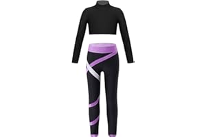 LiiYii Enfant Fille Ensemble Vêtement de Sport Gym Yoga Tenue de Danse Débardeur Camouflage Soutien-Gorge sans Manche Leggings Elastique Bodysuit Fitness Running 4-16 Ans